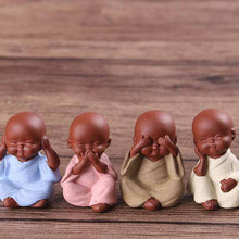 Load image into Gallery viewer, Ceramic Ornaments Monk Small Buddha Statue Monk Figurine Tathagata India Yoga Mandala Tea Pet Purple Ceramic Crafts Decorative