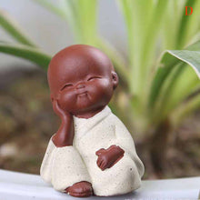 Load image into Gallery viewer, Ceramic Ornaments Monk Small Buddha Statue Monk Figurine Tathagata India Yoga Mandala Tea Pet Purple Ceramic Crafts Decorative