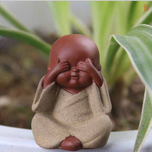 Load image into Gallery viewer, Ceramic Ornaments Monk Small Buddha Statue Monk Figurine Tathagata India Yoga Mandala Tea Pet Purple Ceramic Crafts Decorative