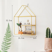 Load image into Gallery viewer, Hot Wooden Gold Storage Racks Hanging Decor Storage Box Flower Pot House Storage Rack Wall Book Figurines Display Crafts Shelves